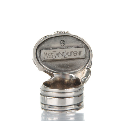 Saint Laurent Glass Cabochon Arty Ovale Ring 6 Silver 3 of 3