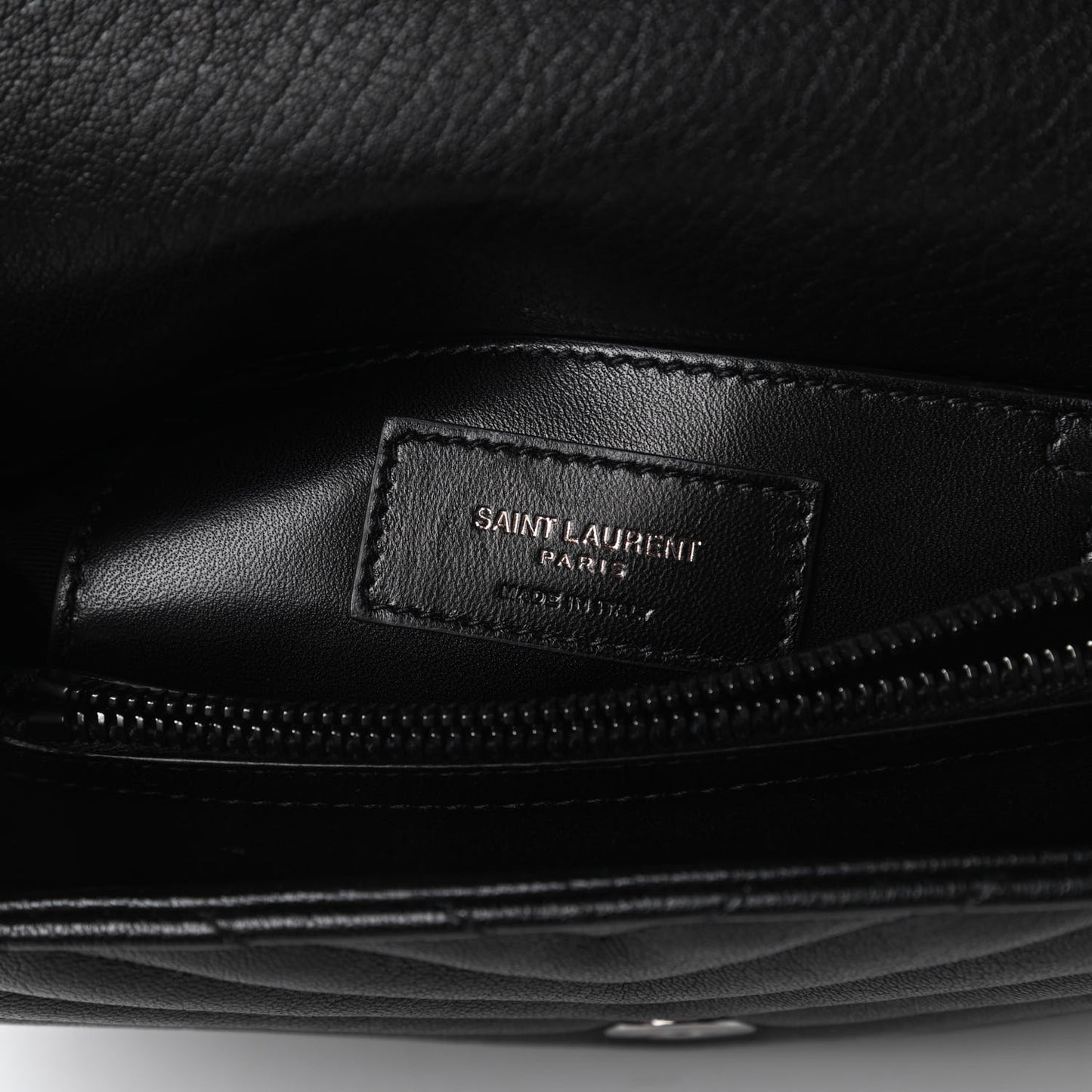Sheepskin Matelasse Chevron Monogram Monochrome Medium College Bag Black