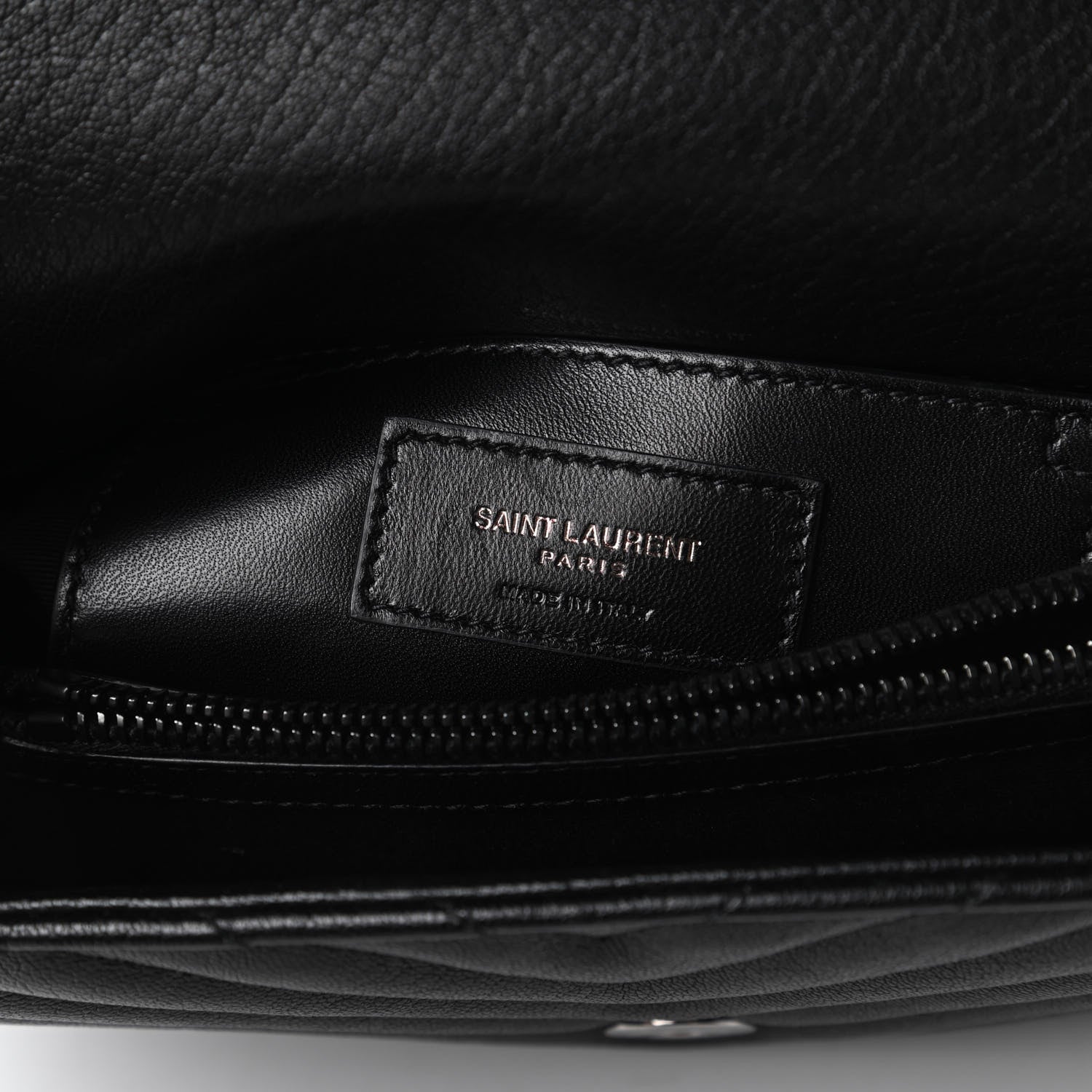 Saint Laurent Sheepskin Matelasse Chevron Monogram Monochrome Medium College Bag Black 8 of 11