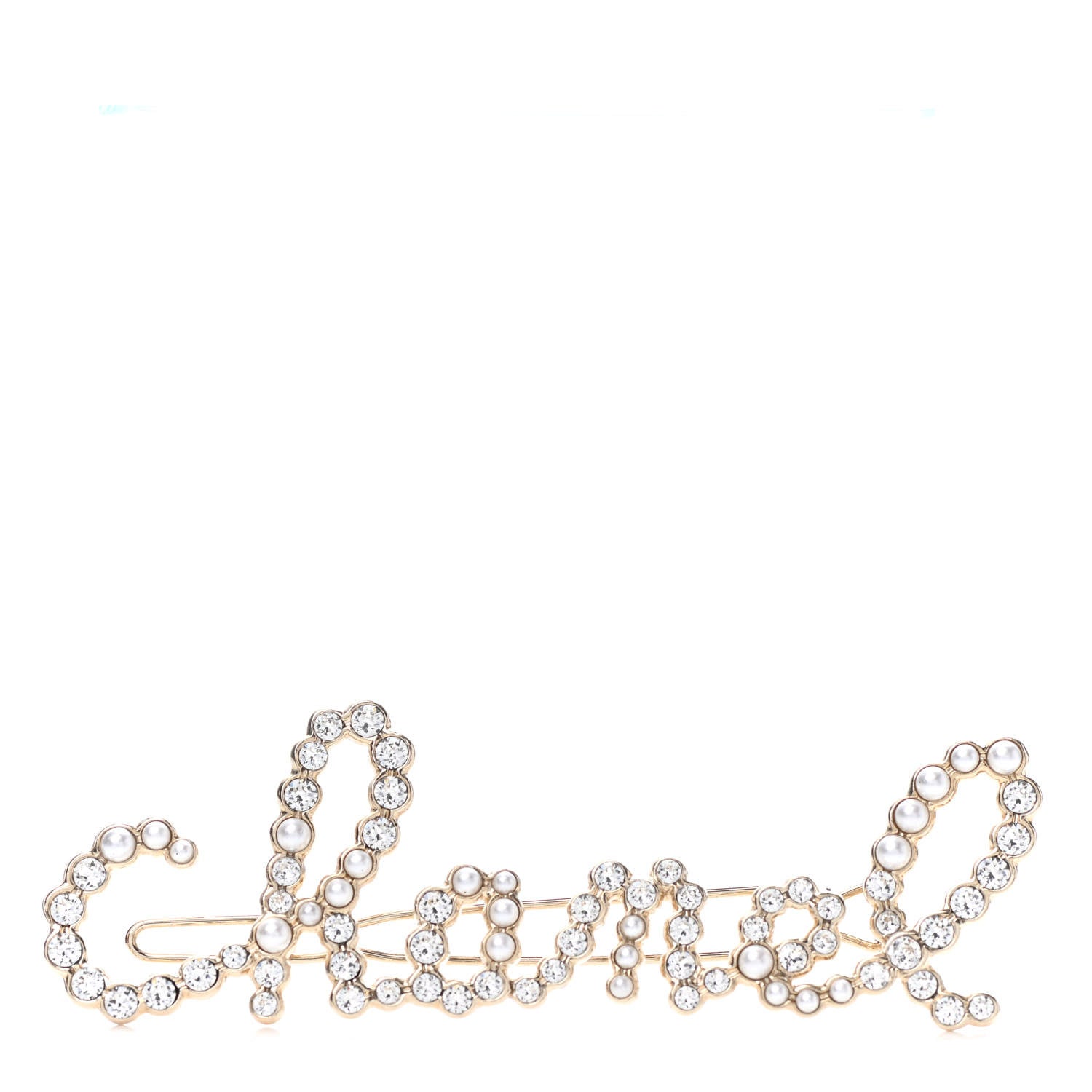 Chanel Metal Glass Swirling Pearls Hair Clip Gold 1 of 3