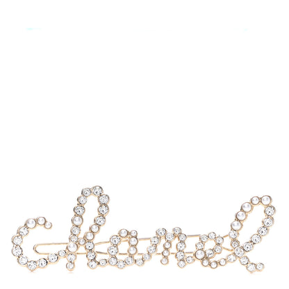 Chanel Metal Glass Swirling Pearls Hair Clip Gold 1 of 3