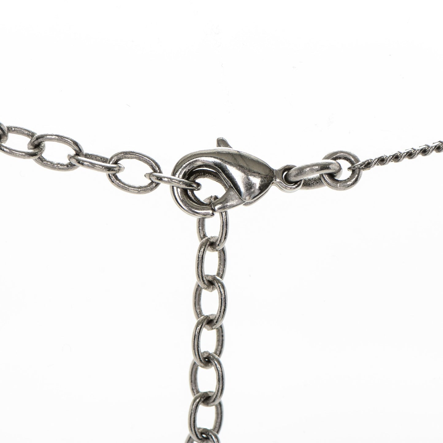 Crystal CC Bow Drop Necklace Silver