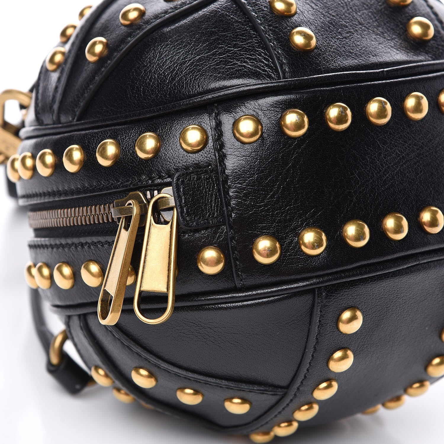 Gucci Calfskin Studded Mini Tifosa Baseball Shaped Shoulder Bag Black 8 of 10