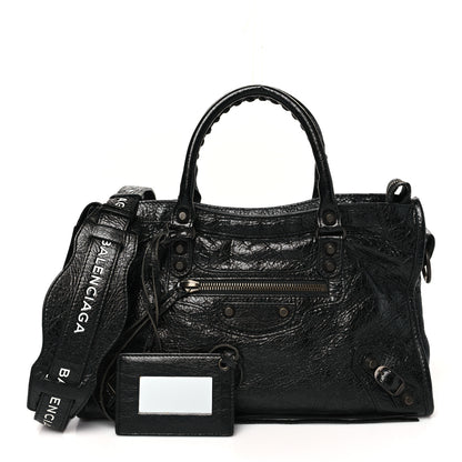 Balenciaga Agneau Classic Hardware S City Logo Strap Black White 3 of 11