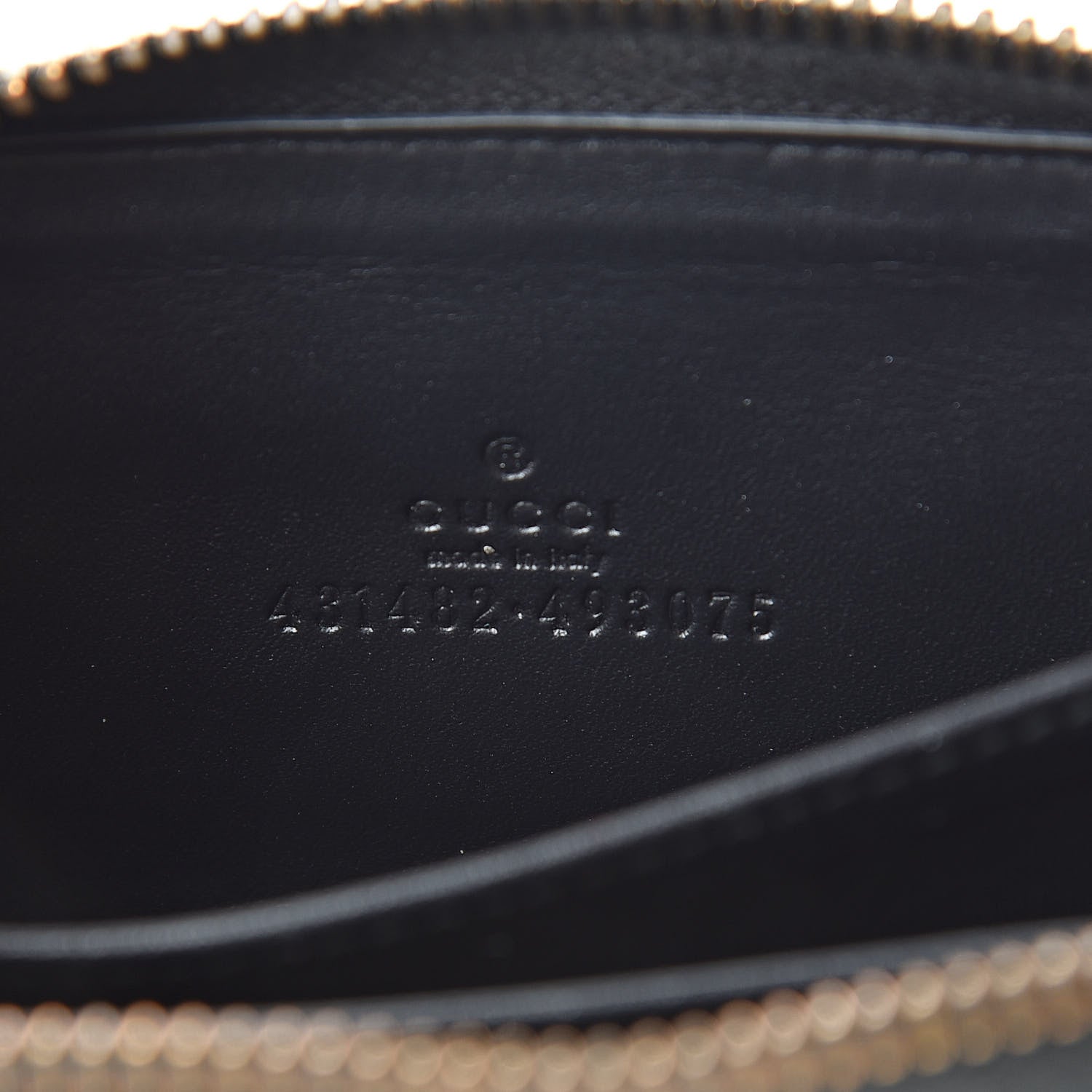 Gucci GG Supreme Monogram Pearl Zip Around Card Case Black 6 of 10