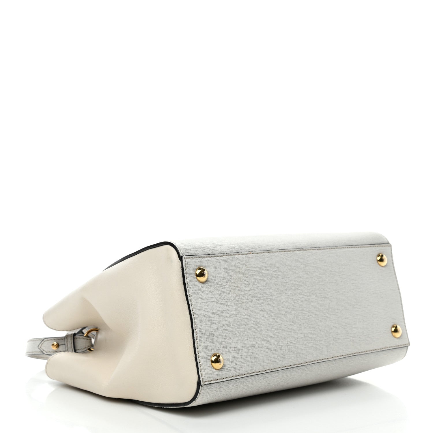 Fendi Vitello Elite Flamingo Petite 2Jours Tote Latte Bianco 3 of 4