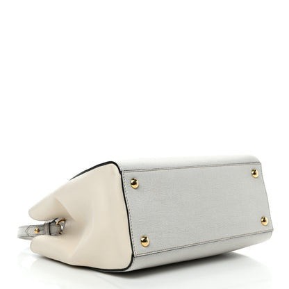 Fendi Vitello Elite Flamingo Petite 2Jours Tote Latte Bianco 3 of 4