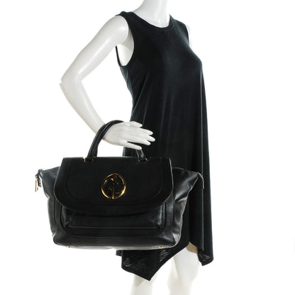 Gucci Pebbled Calfskin Medium 1973 Top Handle Satchel Black 2 of 8