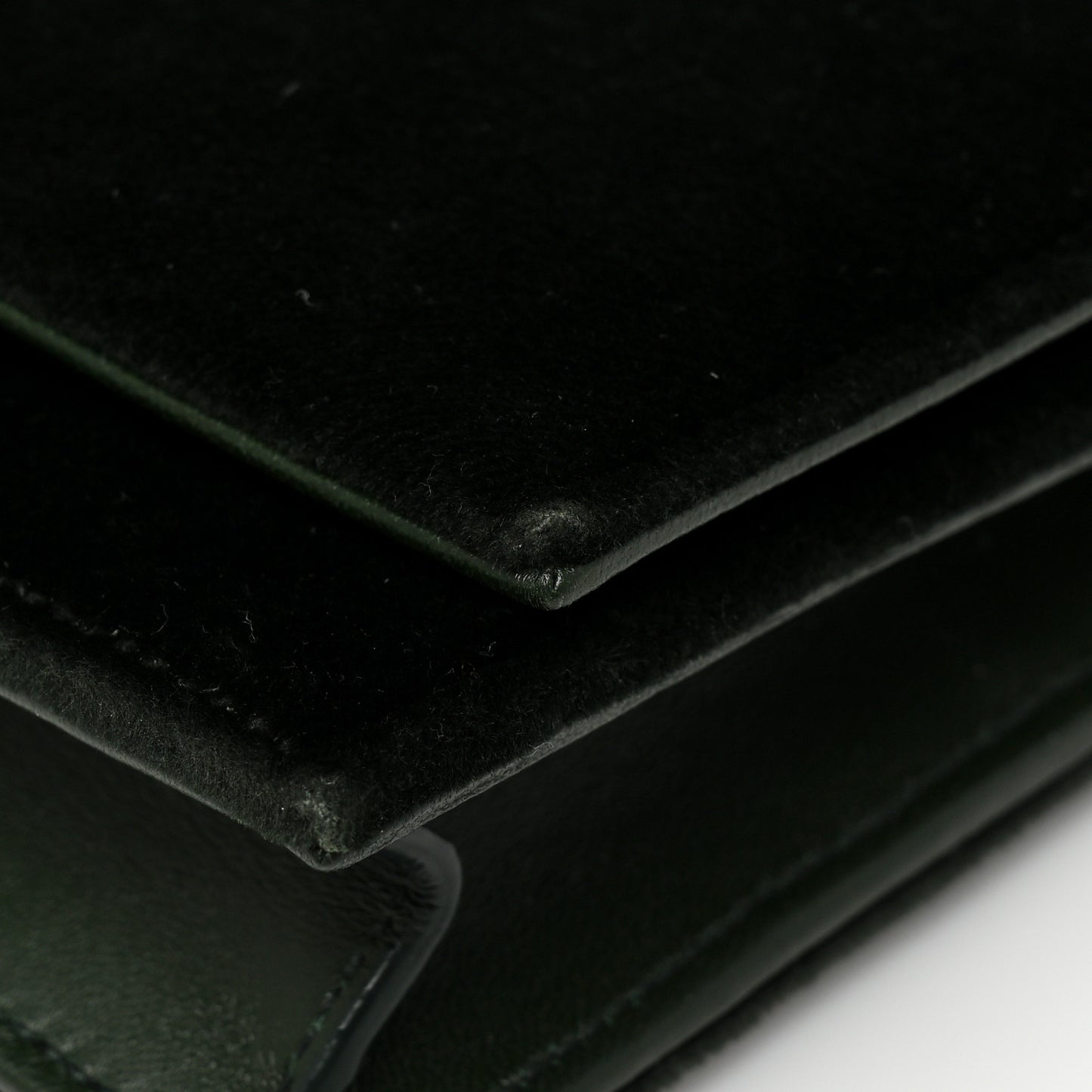 Velvet Crystal Monogram Kate Tassel Chain Wallet Dark Green