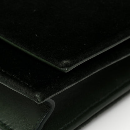 Saint Laurent Velvet Crystal Monogram Kate Tassel Chain Wallet Dark Green 14 of 20