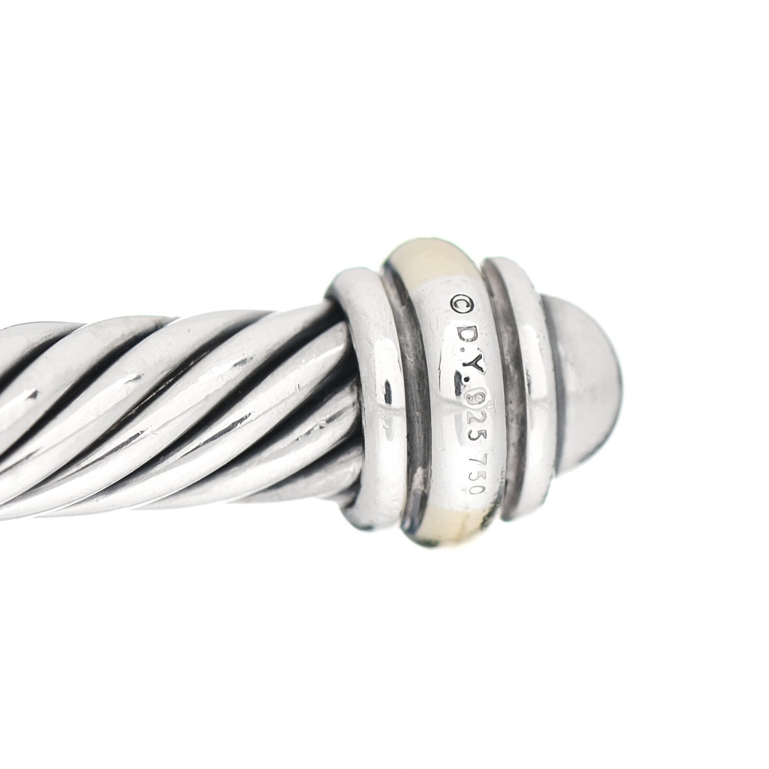 David Yurman Sterling Silver 18K Yellow Gold 4mm Cable Classics Bracelet 3 of 4