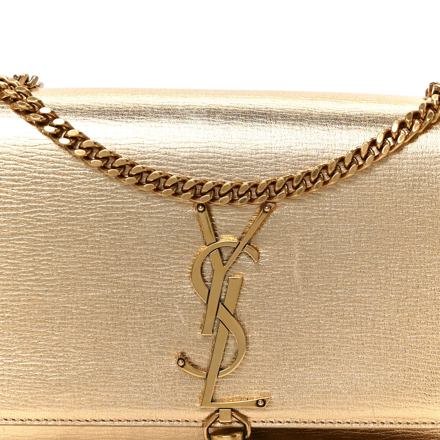 Saint Laurent Metallic Calfskin Small Classic Monogram Kate Tassel Satchel Gold 8 of 11