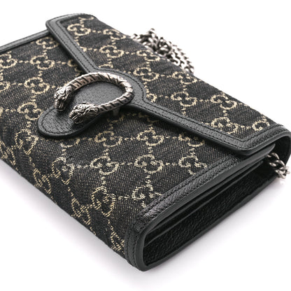 Gucci Jacquard Black Denim GG Monogram Mini Dionysus Chain Wallet Black Ivory 10 of 10