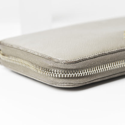 Prada Saffiano Metal Zip Around Wallet Argilla 15 of 20