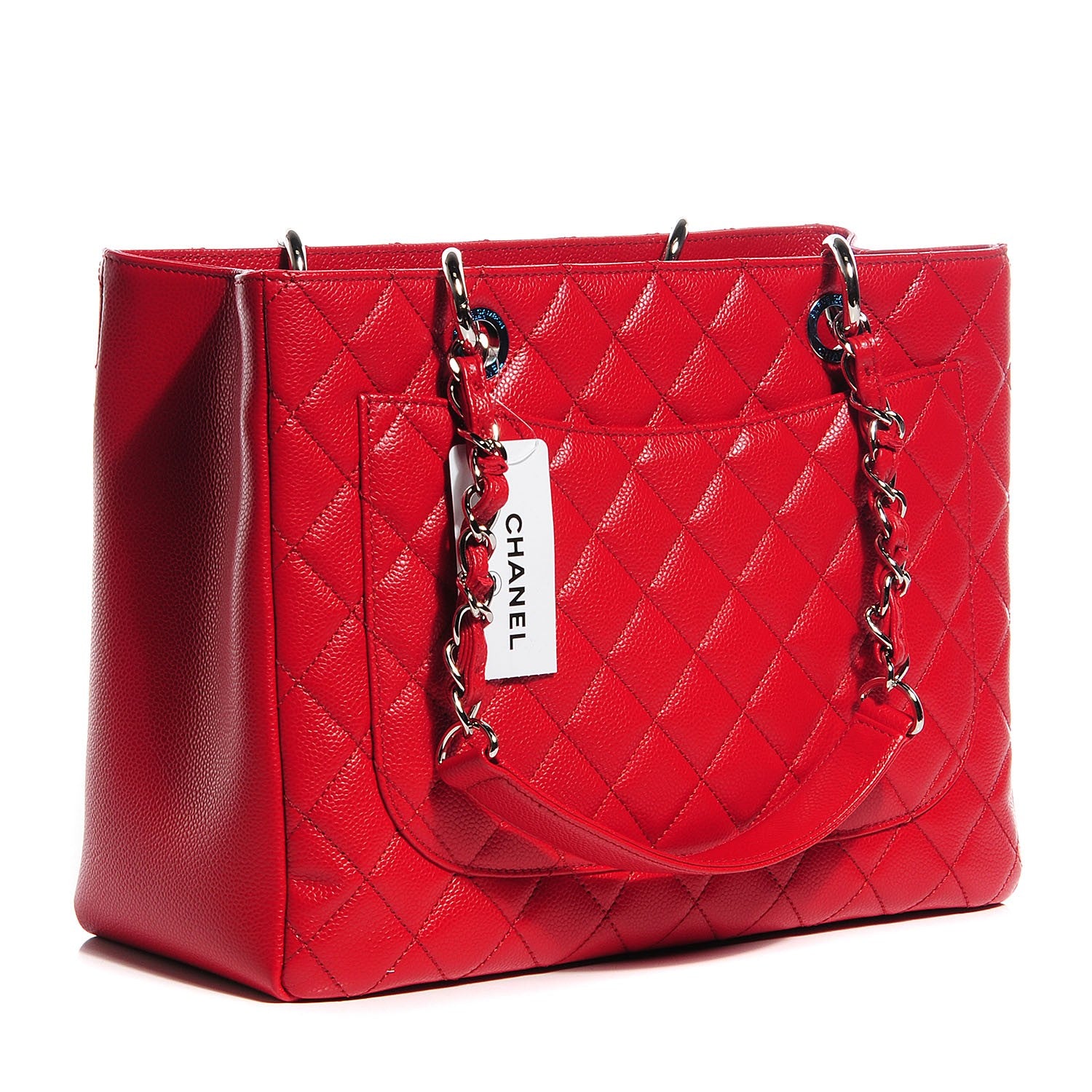 Chanel Caviar Quilted Grand Shopping Tote GST Red 3 of 7