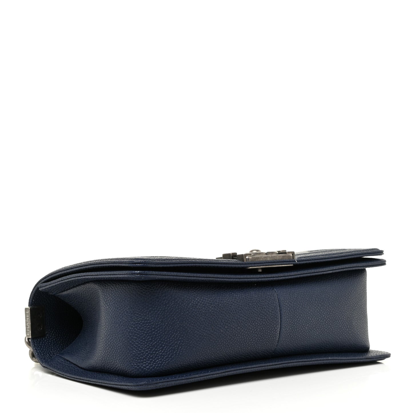 Caviar Chevron Quilted Medium Boy Flap Navy