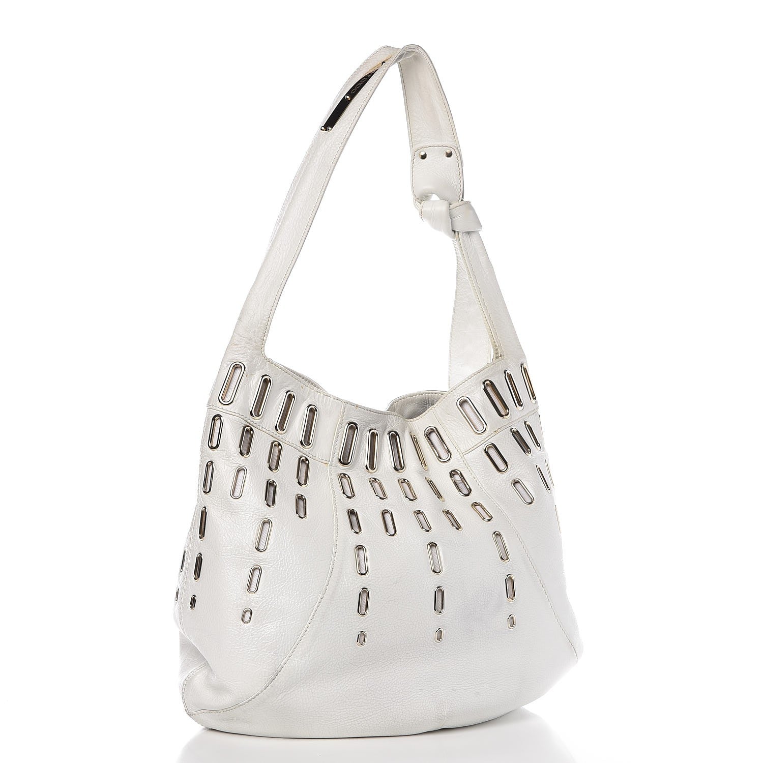 Jimmy Choo Calfskin Grommet Khan Hobo White 3 of 20