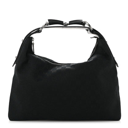 Gucci Monogram Medium Horsebit Chain Hobo Black 2 of 19