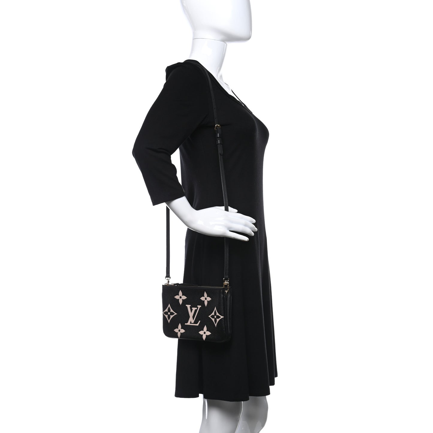 Empreinte Monogram Giant Double Zip Pochette Black Cream