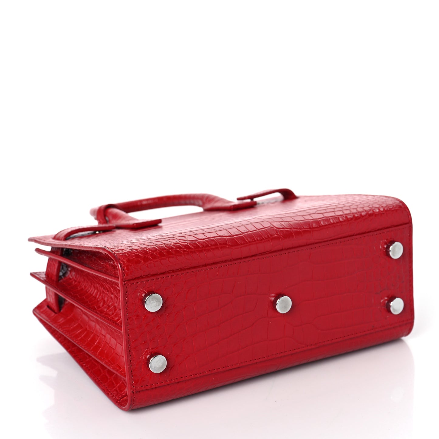 Calfskin Crocodile Embossed Nano Sac De Jour Red