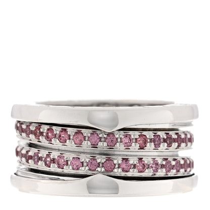 Bulgari 18K White Gold Pink Sapphire B.Zero1 Three-Band Ring 51 5.75 3 of 7