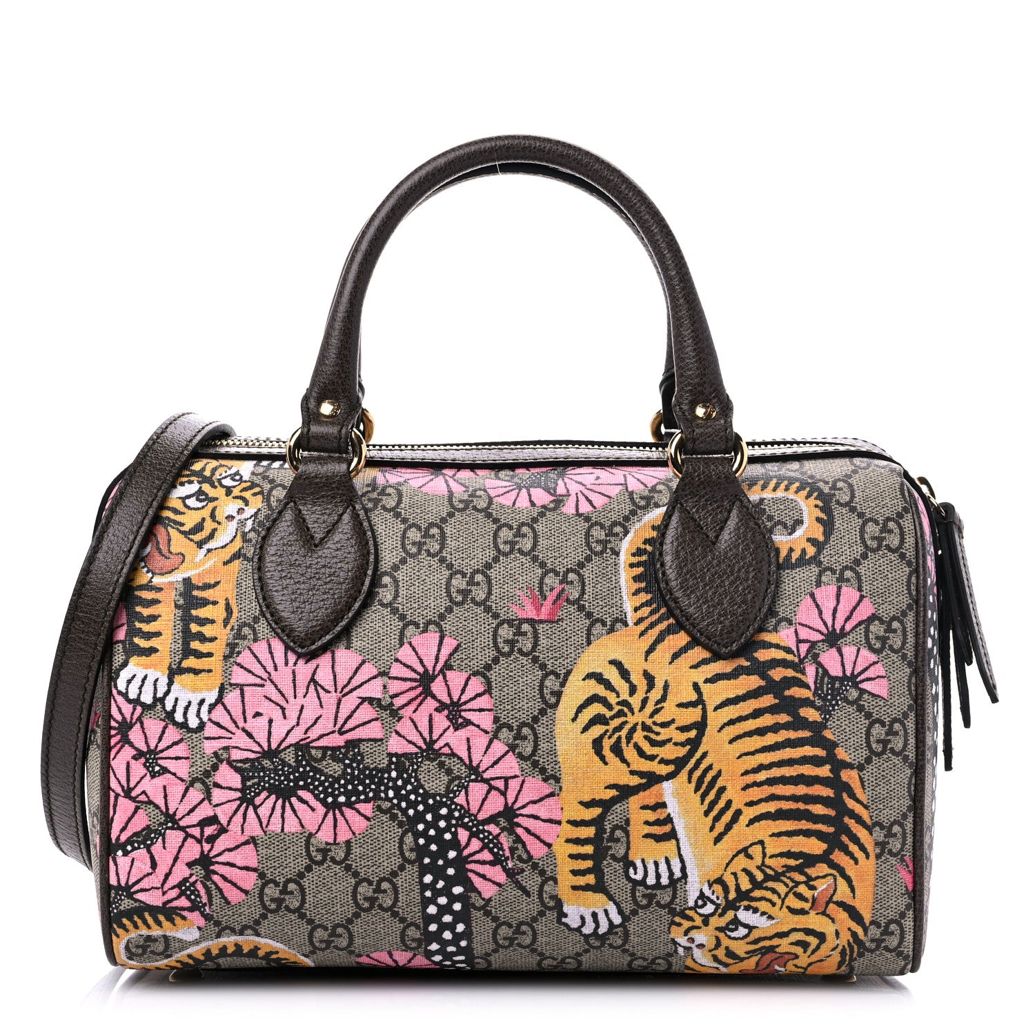 Gucci GG Supreme Monogram Bengal Small Boston Beige Pink 1 of 9