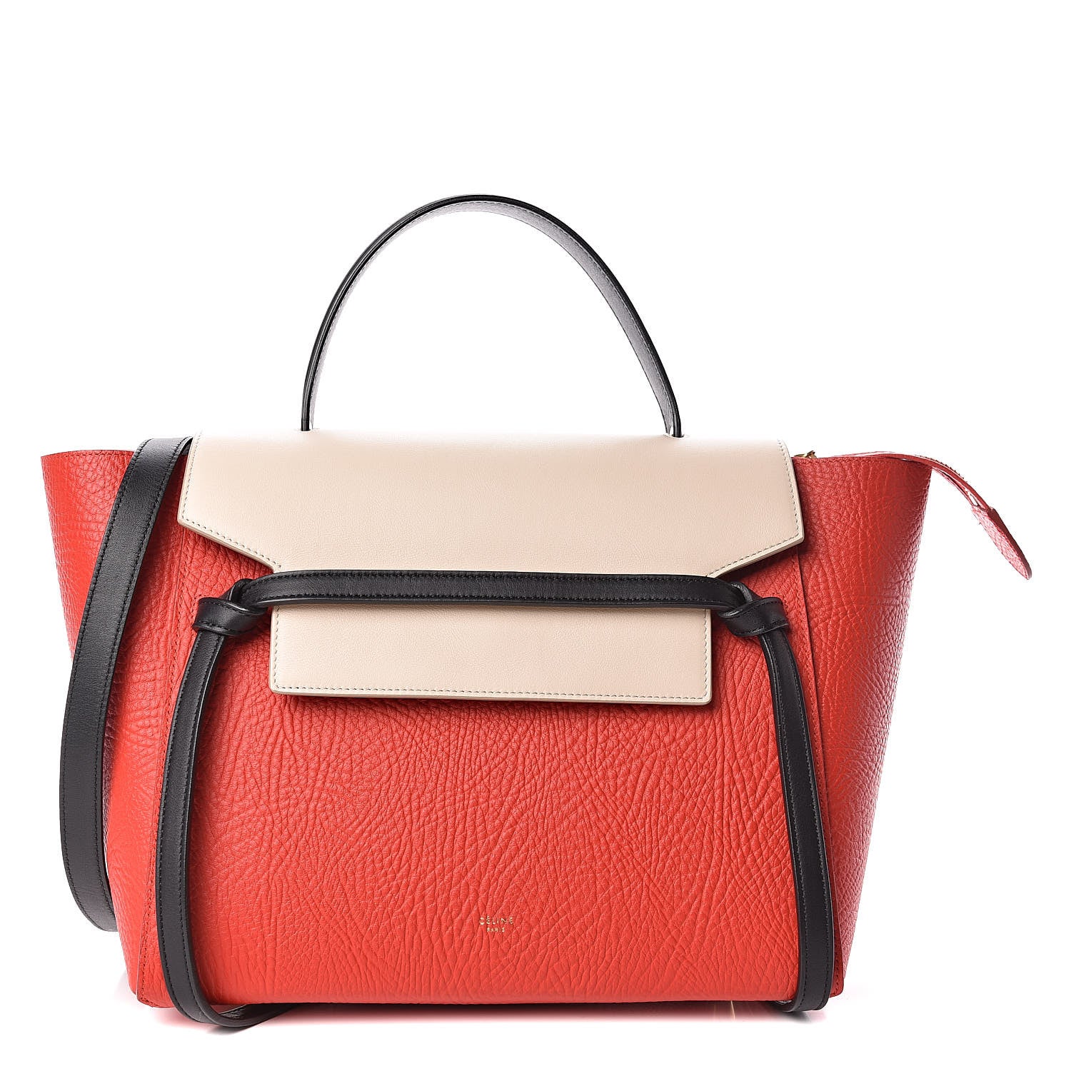 Celine Elephant Calfskin Mini Tri-Color Belt Bag Vermillion 1 of 9