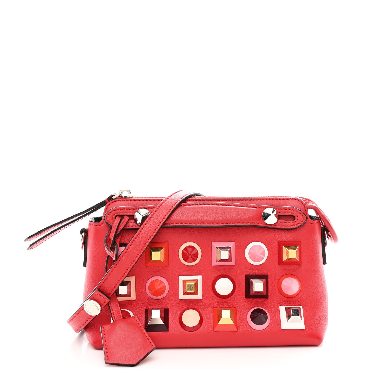 Fendi Vitello Dolce Studded Mini By The Way Boston Bag Fragola 1 of 10