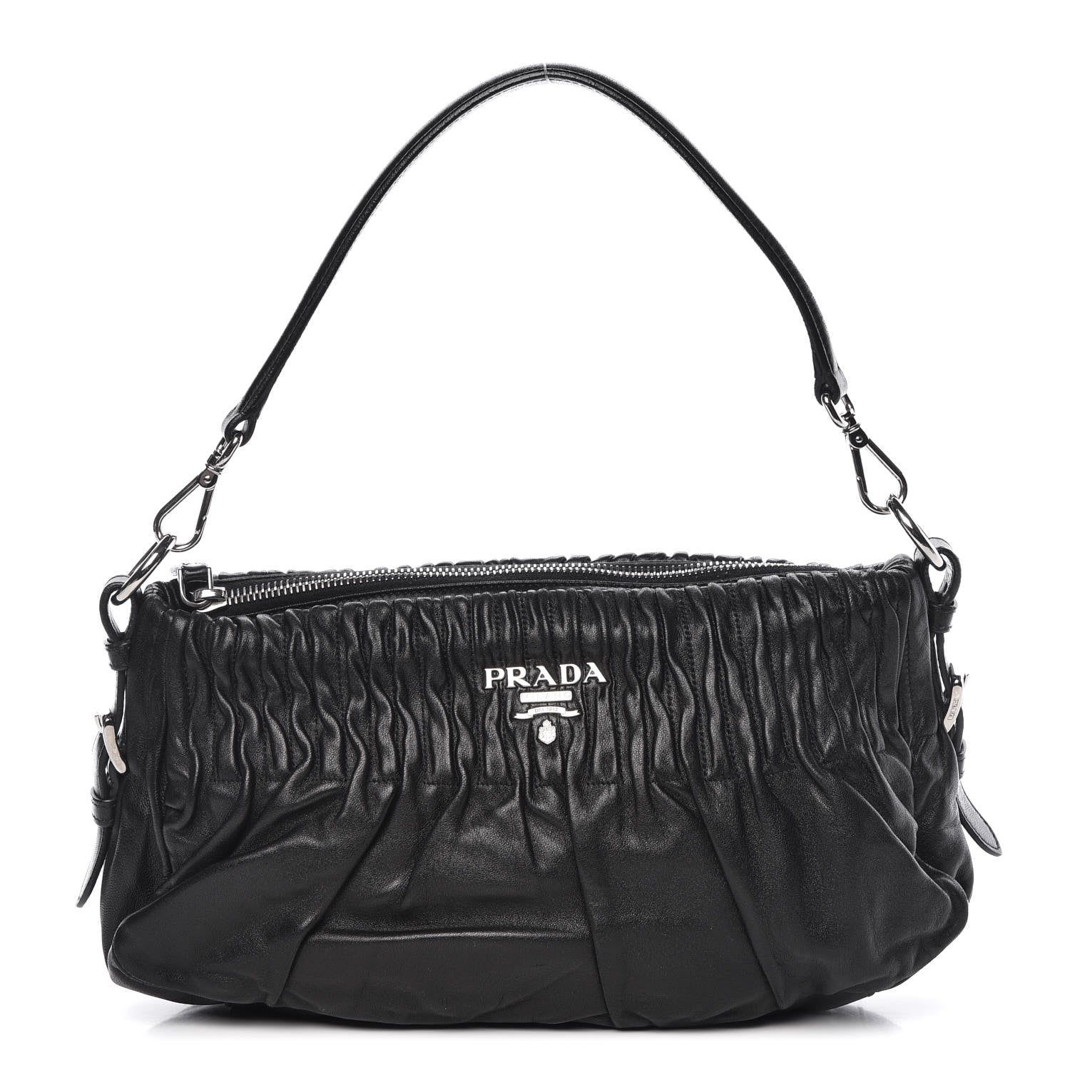Prada Nappa Drapes Shoulder Bag Nero Black 1 of 9