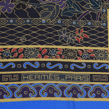 Hermes Cashmere Silk Collections Imperiales Shawl 140 Bleu Liedevin Mordore 5 of 8