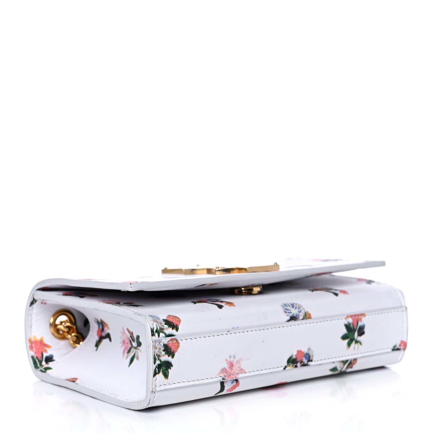 Calfskin Prairie Flower Printed Small Classic Monogram Kate Satchel White