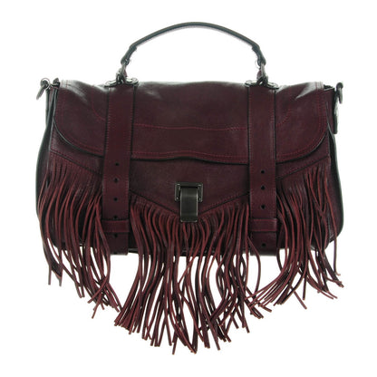 Proenza Schouler Lambskin Fringe PS1 Medium Satchel Burgundy 1 of 10