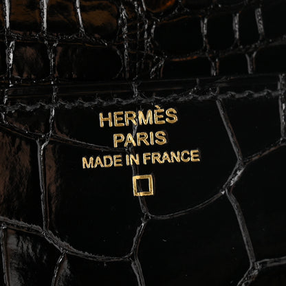 Hermes Shiny Alligator Constance Long Wallet Black 7 of 8