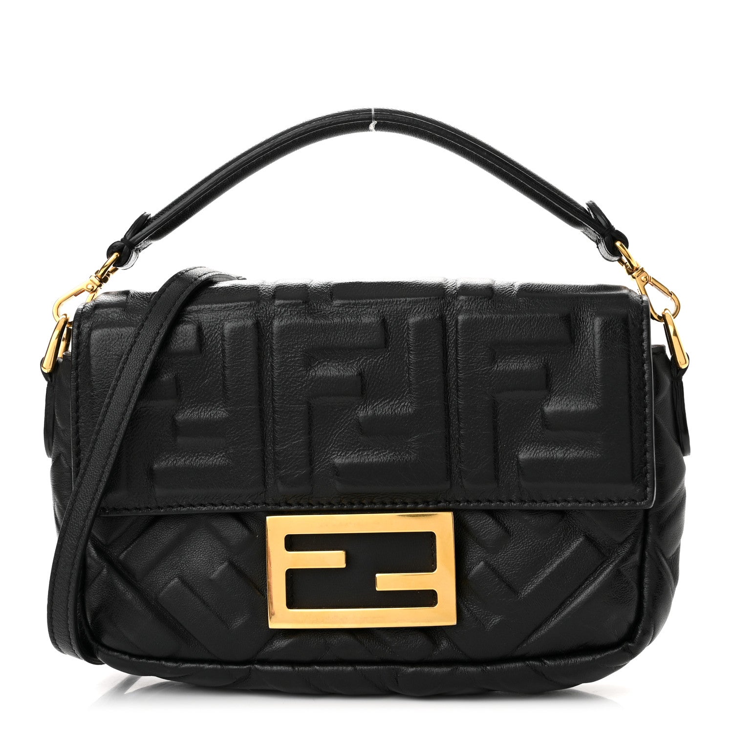 Fendi Nappa FF 1974 Embossed Mini Baguette Black 1 of 9