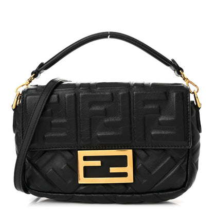 Fendi Nappa FF 1974 Embossed Mini Baguette Black 1 of 9