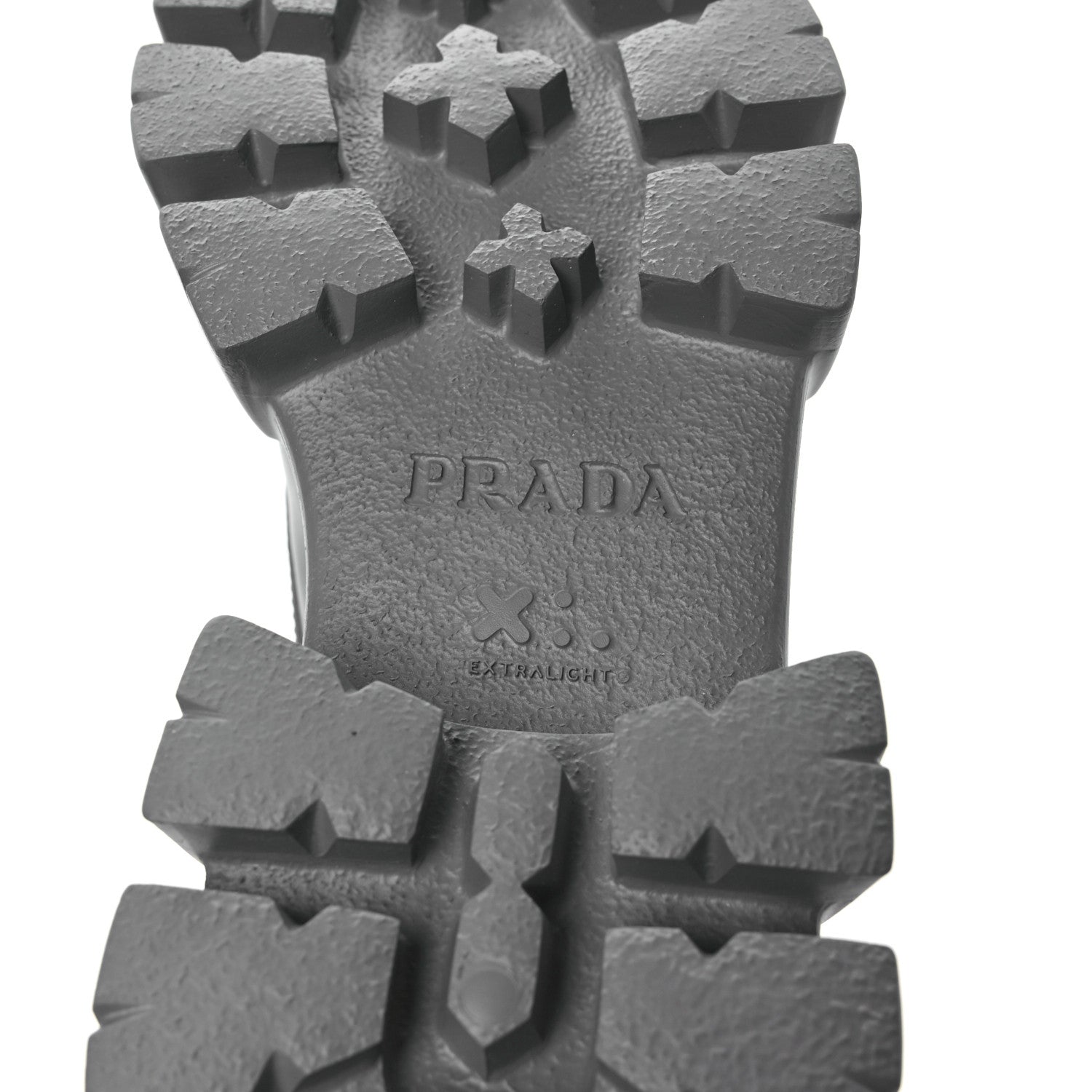 Prada Spazzolato Rois Re-Nylon Metal Triangle Logo Monolith Pouch Pocket 55mm Boots 38.5 Marble Grey 6 of 9