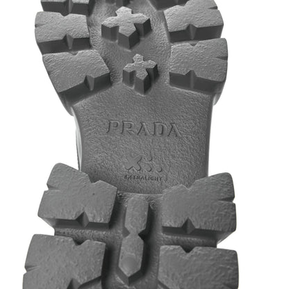 Prada Spazzolato Rois Re-Nylon Metal Triangle Logo Monolith Pouch Pocket 55mm Boots 38.5 Marble Grey 6 of 9