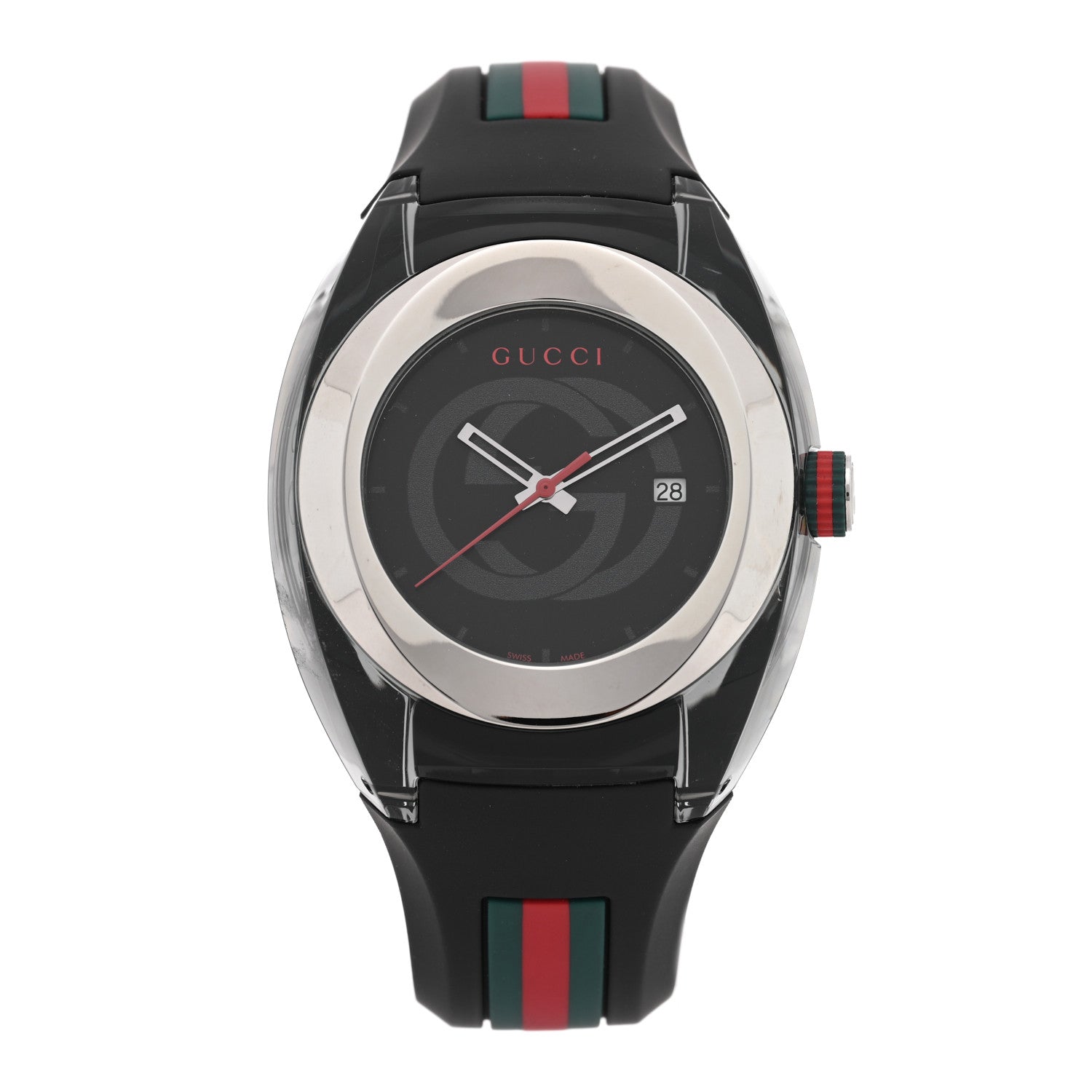Gucci Stainless Steel Rubber 46mm Sync Web Quartz Watch Black 1 of 4