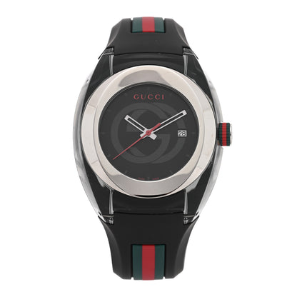 Gucci Stainless Steel Rubber 46mm Sync Web Quartz Watch Black 1 of 4