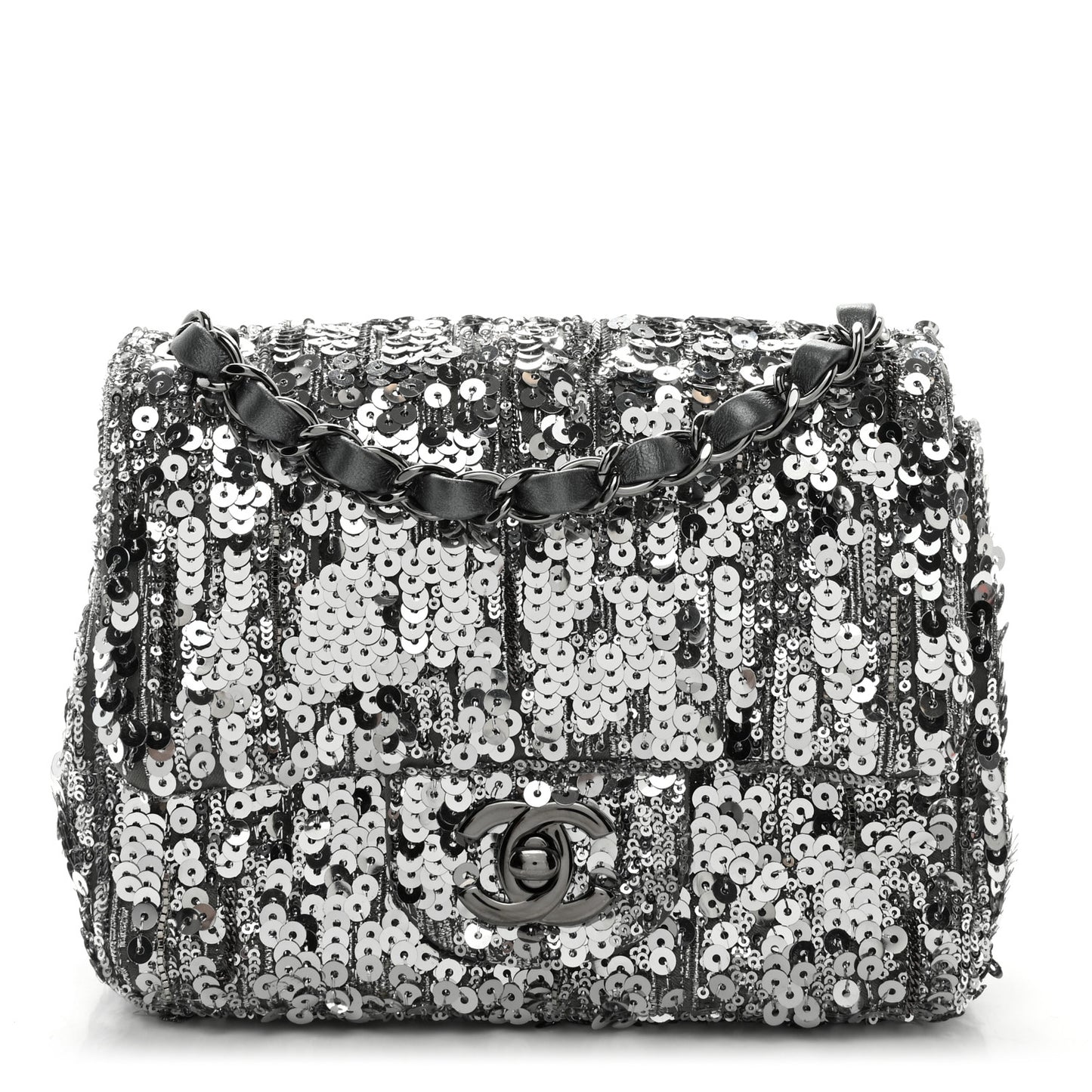 Sequin Mini Square Flap Silver
