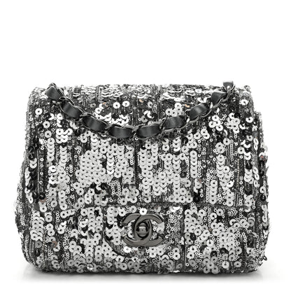 Chanel Sequin Mini Square Flap Silver 1 of 12