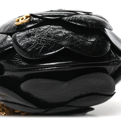 Chanel Patent Lambskin Camellia Bouquet Clutch With Chain Black 9 of 10