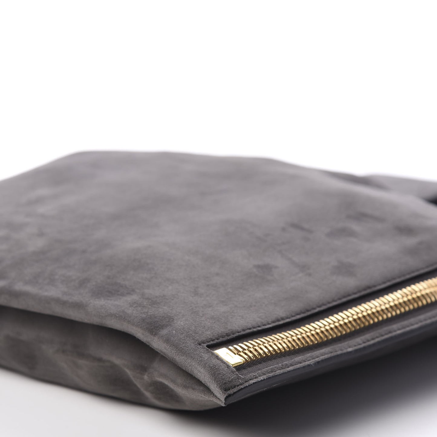 Suede Large Alix Padlock Zip Shoulder Bag Dark Grey