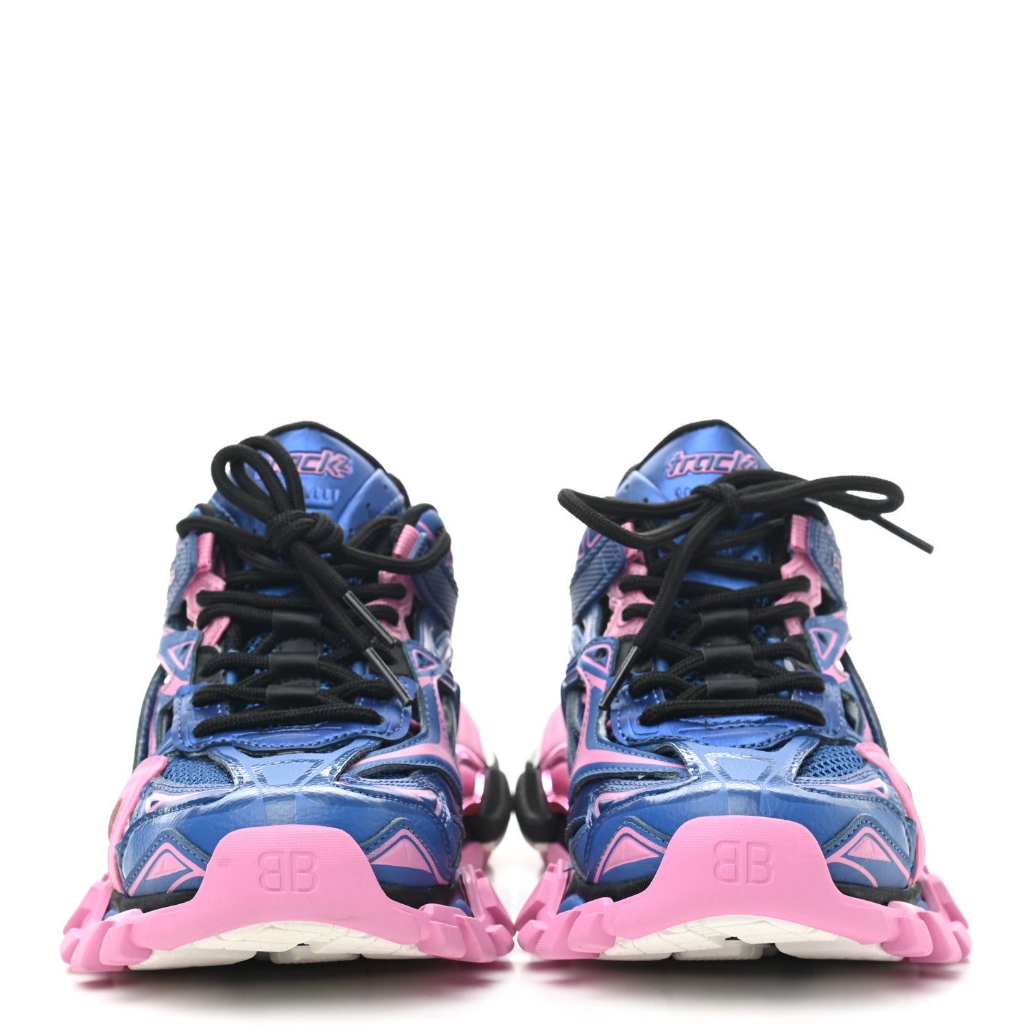 Balenciaga Rubber Mesh Bi-Color Womens Track.2 Open Sneakers 36 Blue Pink 2 of 7