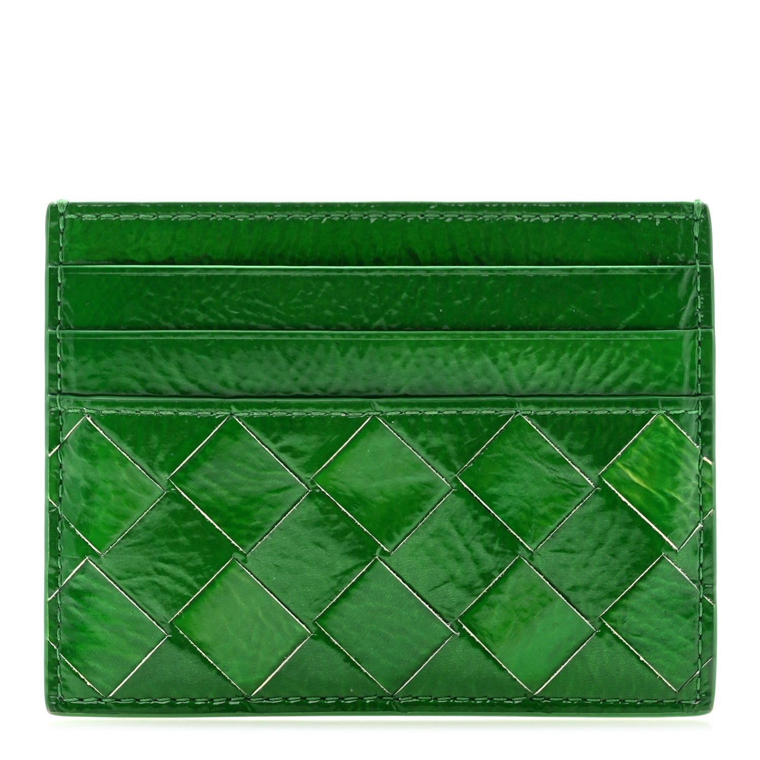 Bottega Veneta Metallic Calfskin Intrecciato Zip Card Holder Envy 1 of 8