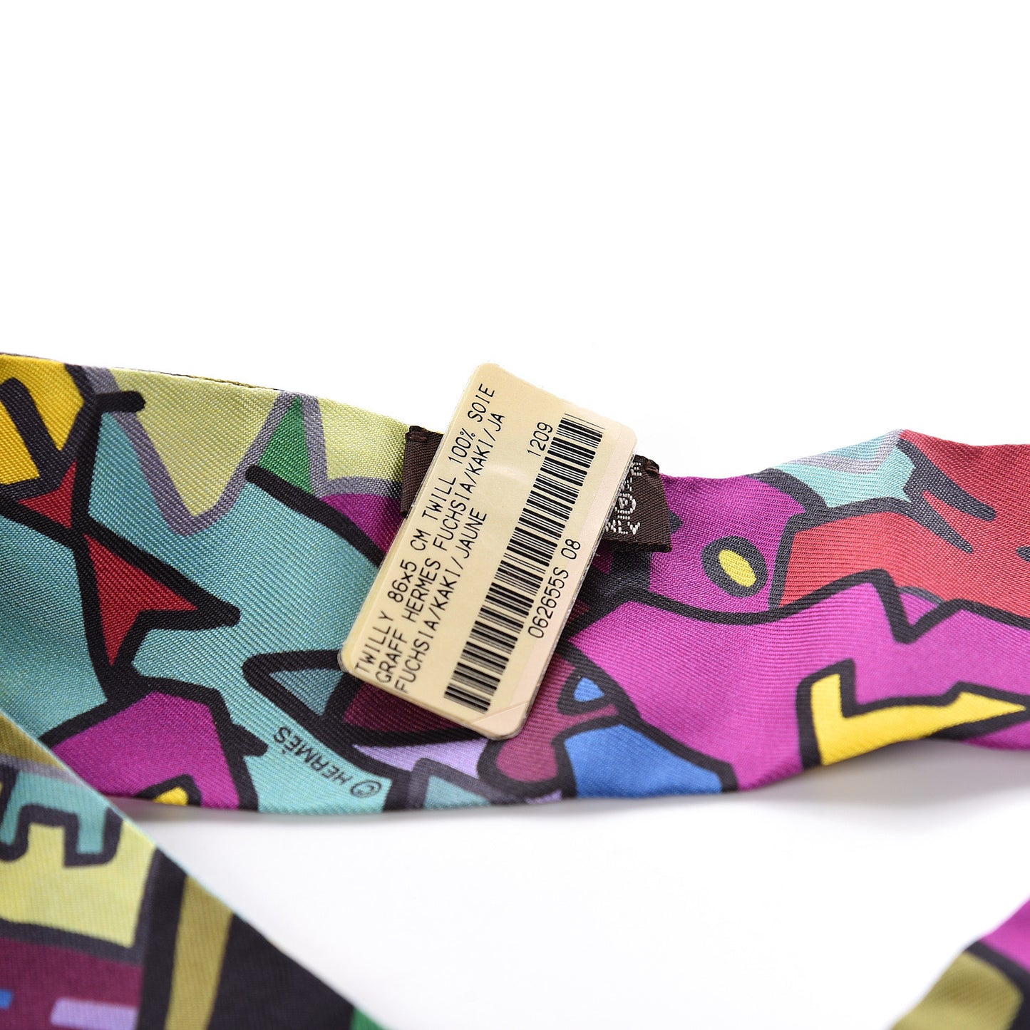 Silk Graff Graffiti Twilly Fuchsia Kaki Jaune
