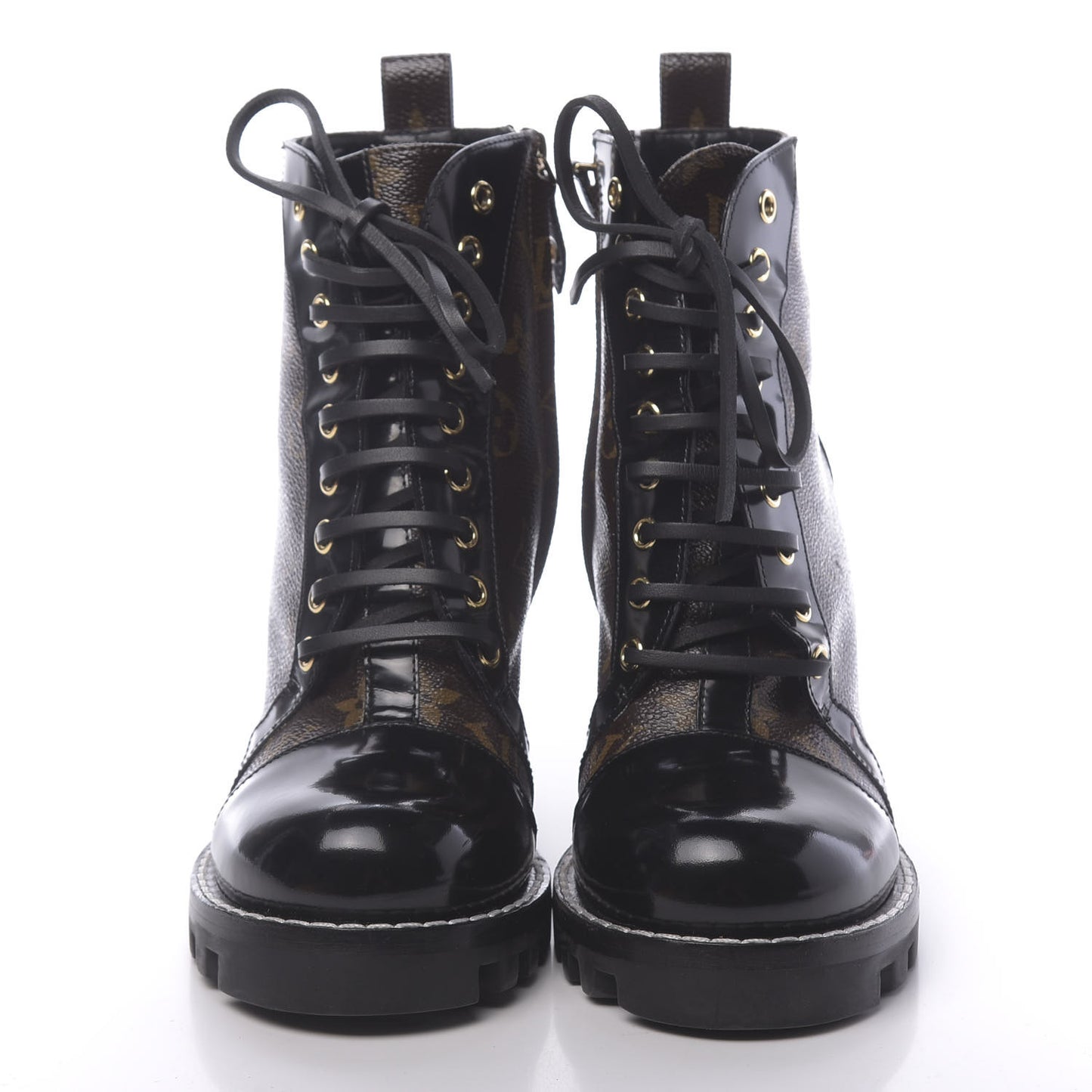 Patent Calfskin Monogram Star Trail Ankle Boots 39 Black