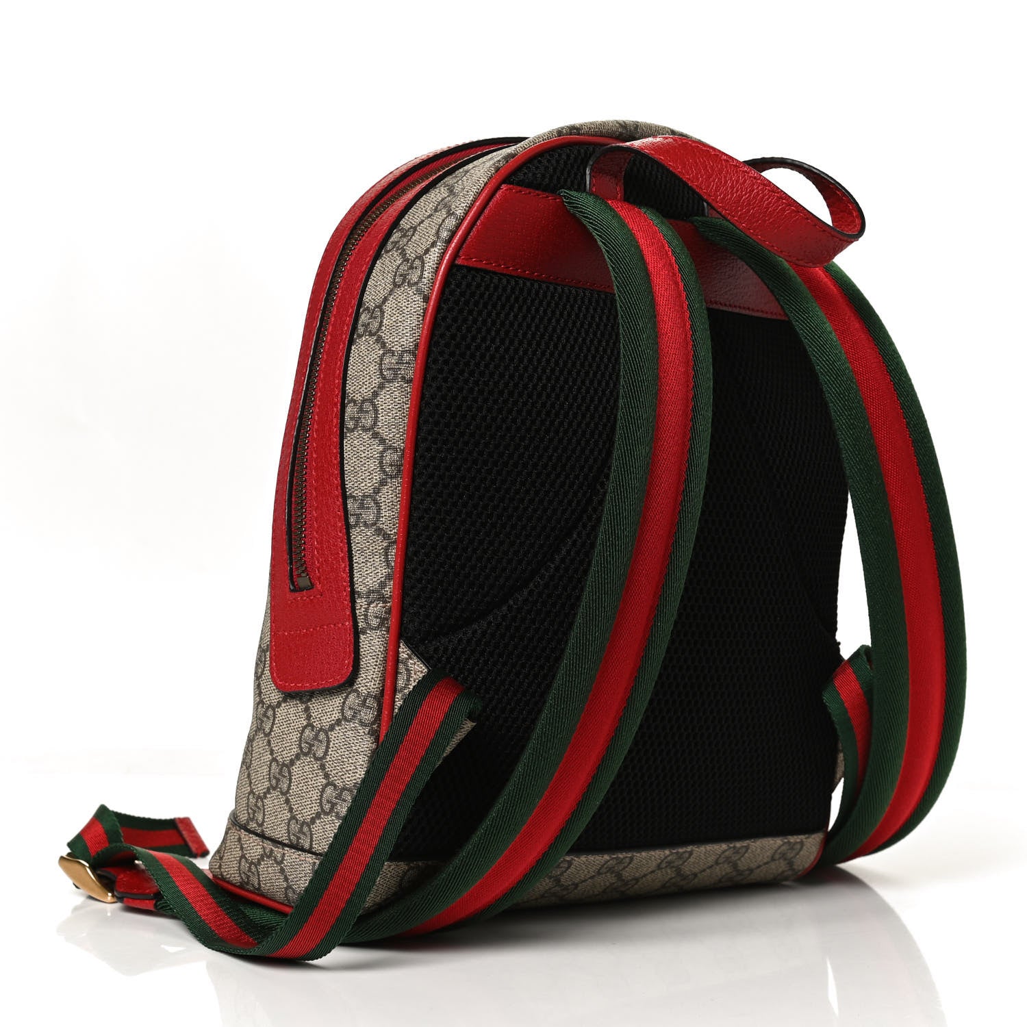 Gucci GG Supreme Monogram Web Bosco Patch Dome Backpack Beige Malva Hibiscus Red 3 of 14