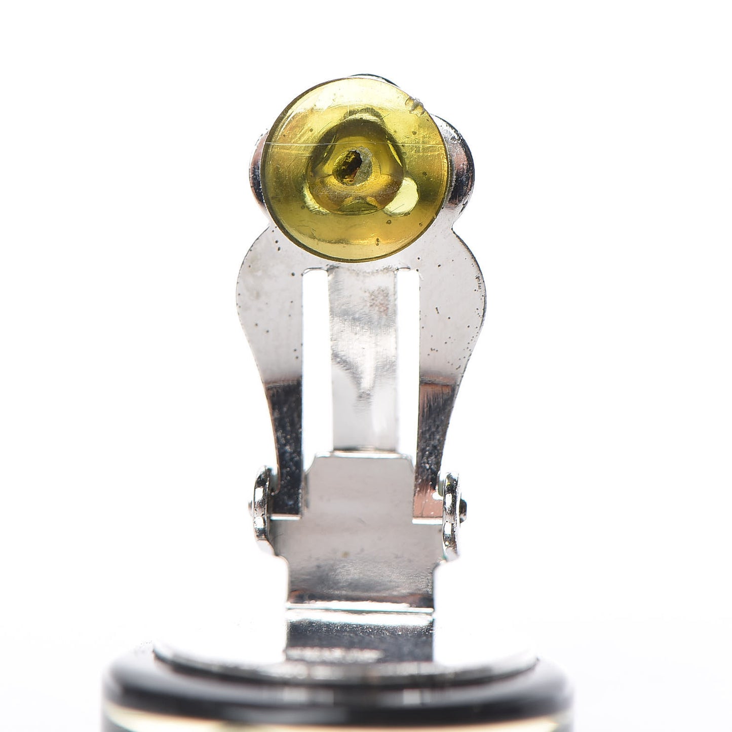Resin Crystal CC Clip On Earrings Black