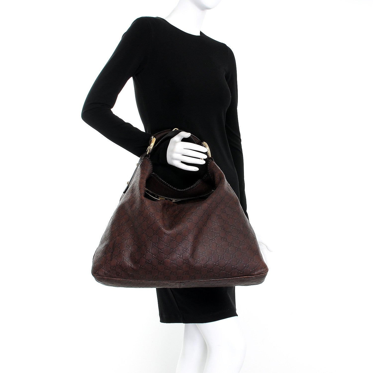 Gucci Guccissima Large Horsebit Chain Hobo Chocolate 2 of 13